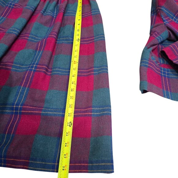 Vintage Johnny B Plaid Wool Skirt & Jacket Set Fuchsia & Teal M Classic 2-Piece - Picture 5 of 11